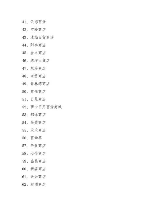 店铺名称大全